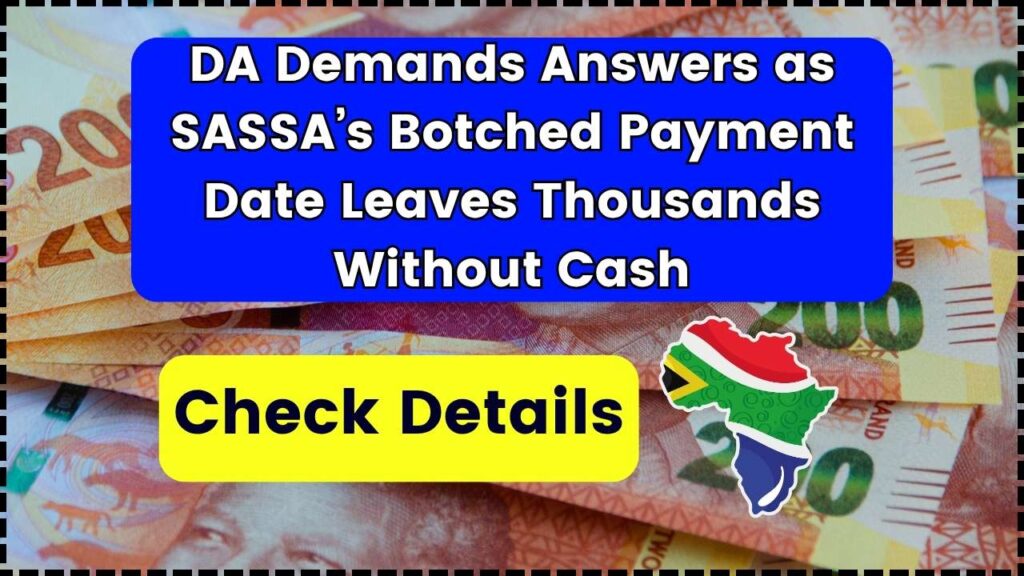 DA Demands Answers as SASSA’s Botched Payment Date Leaves Thousands Without Cash 1 DA Demands Answers as SASSA’s Botched Payment Date Leaves Thousands Without Cash