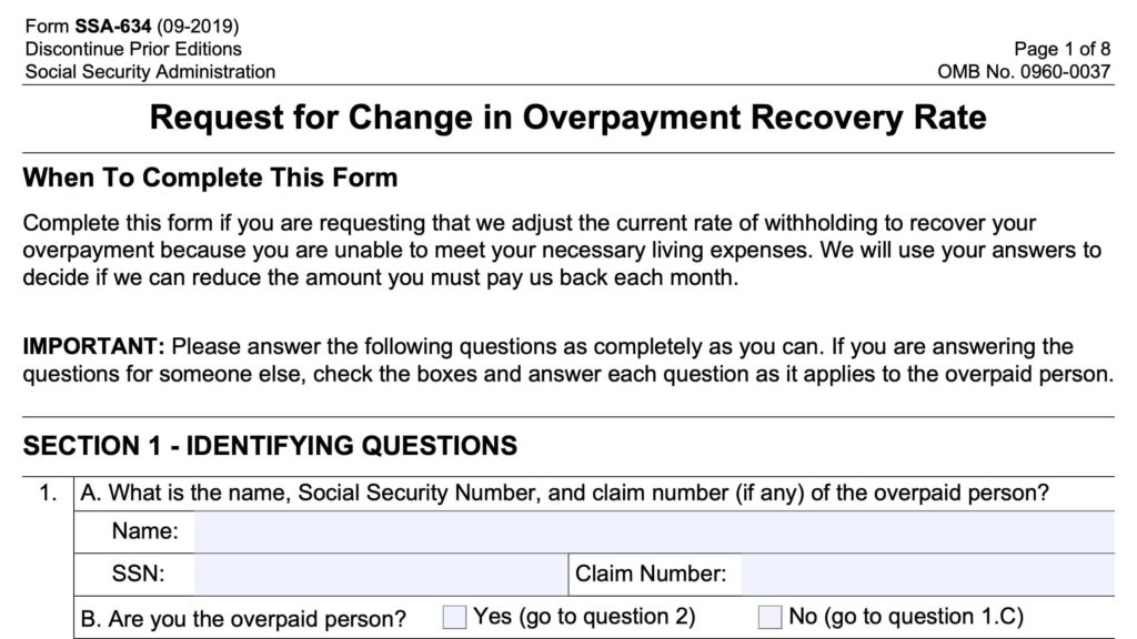 Why SSA Beneficiaries May See Delays or Changes in Their Upcoming Payments- Check Details 3 Form SSA 634