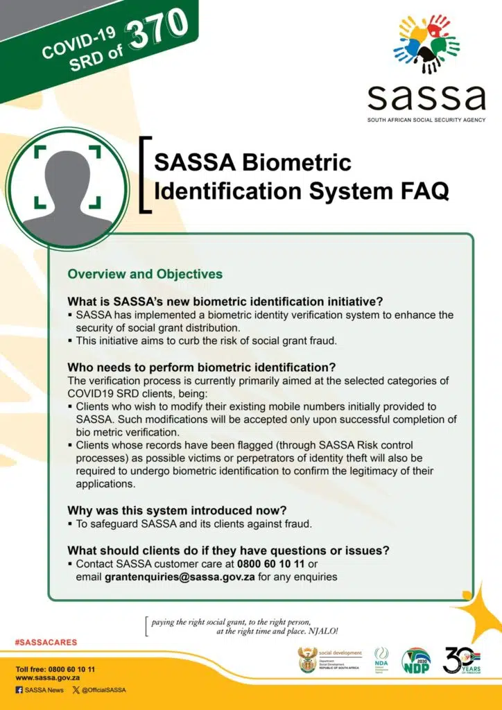 SASSA Biometric Vertification FAQs