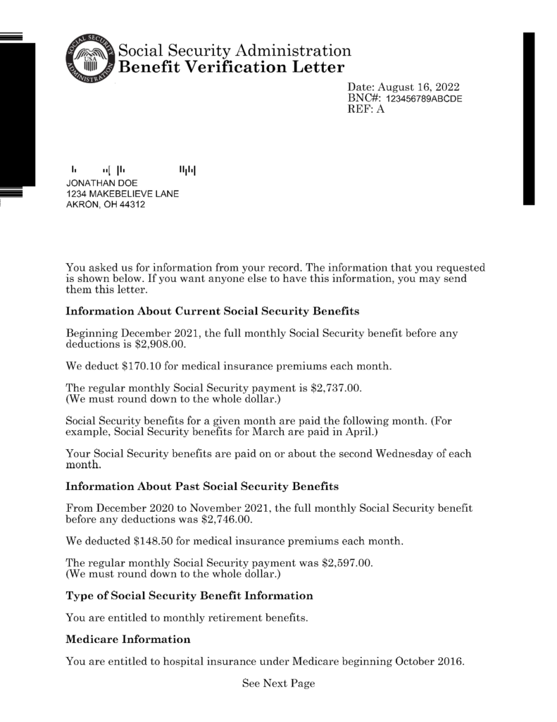 Why Some Social Security Recipients Might See Their Payments Slashed by 50% 3 Social Security Benefit Verification Letter