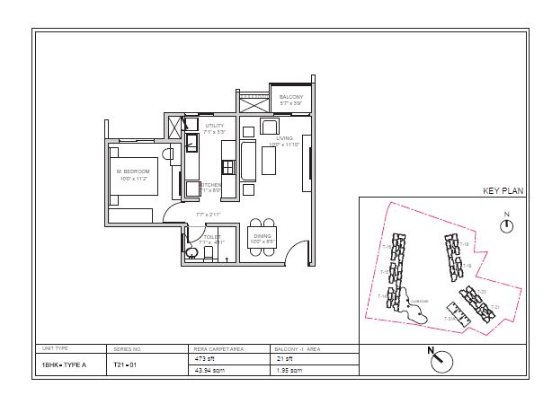1 BHK 473 Sq Ft Floor Plan of Birla Trimaya